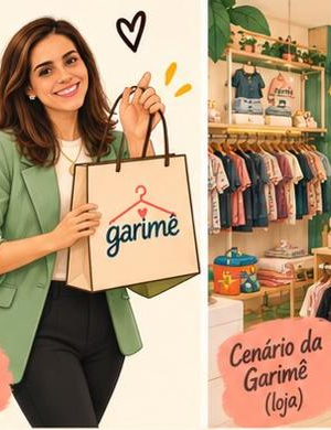 Personagem Carol da Garimê com sacola da marca